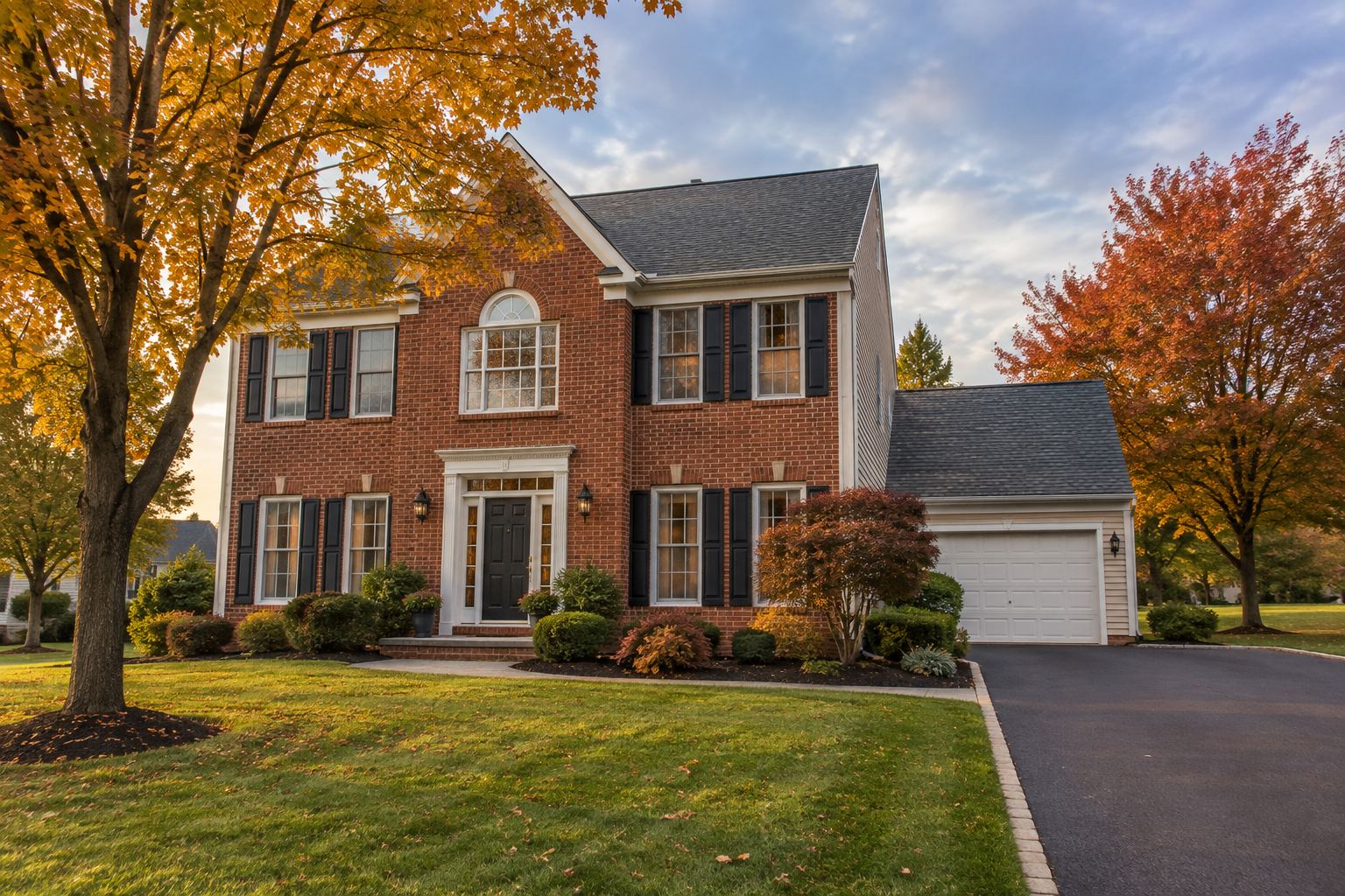A Central New Jersey home with a tree lined yard on a quiet street, illustrative